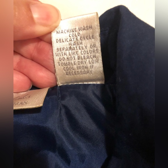 Studio Works navy blue jacket; wonderful button accents at wrists & back, 1X - Picture 4 of 11